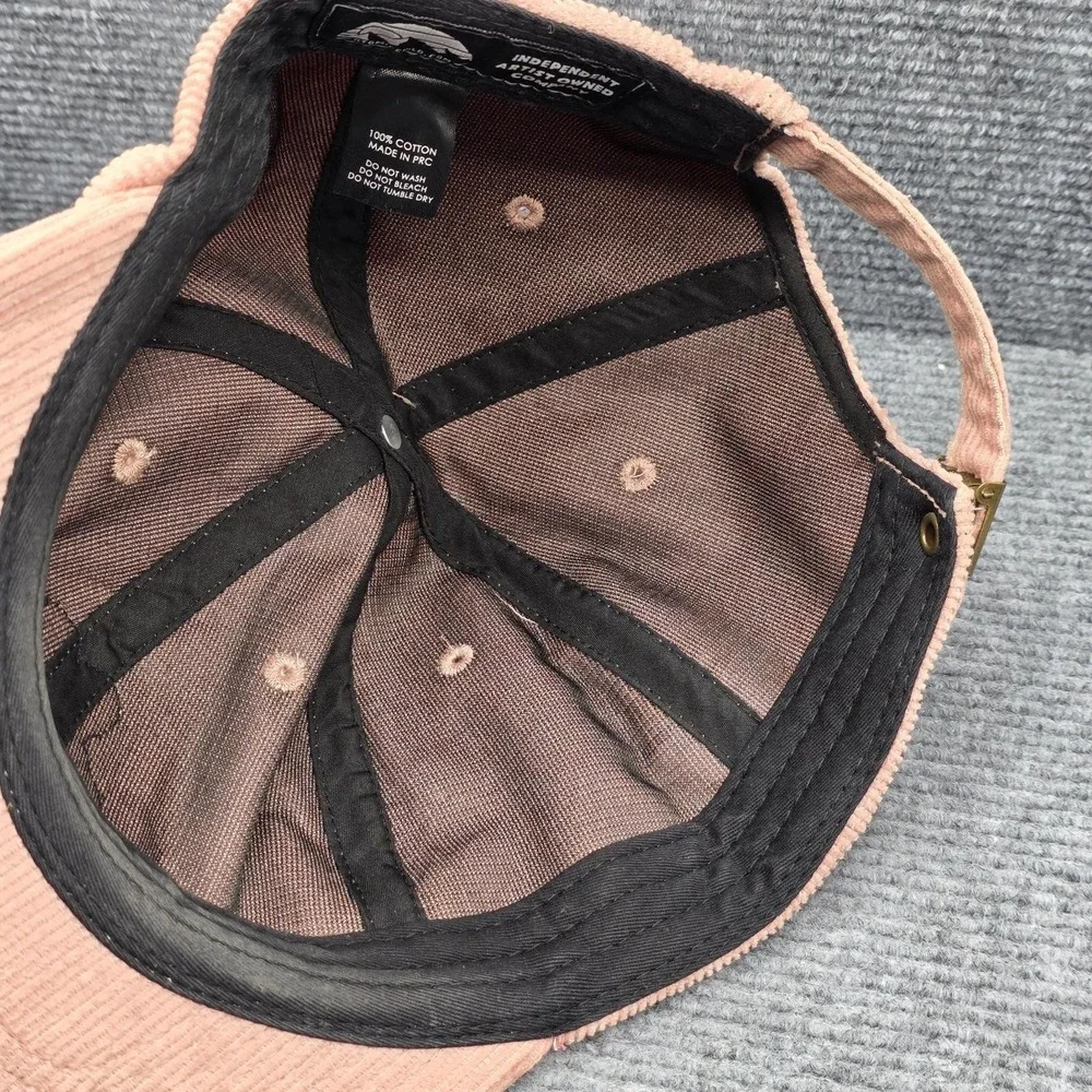 Atomic Child Hat Cap Womens‎ Strap Back Pink Corduroy Peace Sign Casual Outdoors